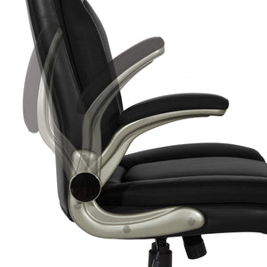Big & Tall Executive Leather Chair with Padded Flip Arms and Titanium Base