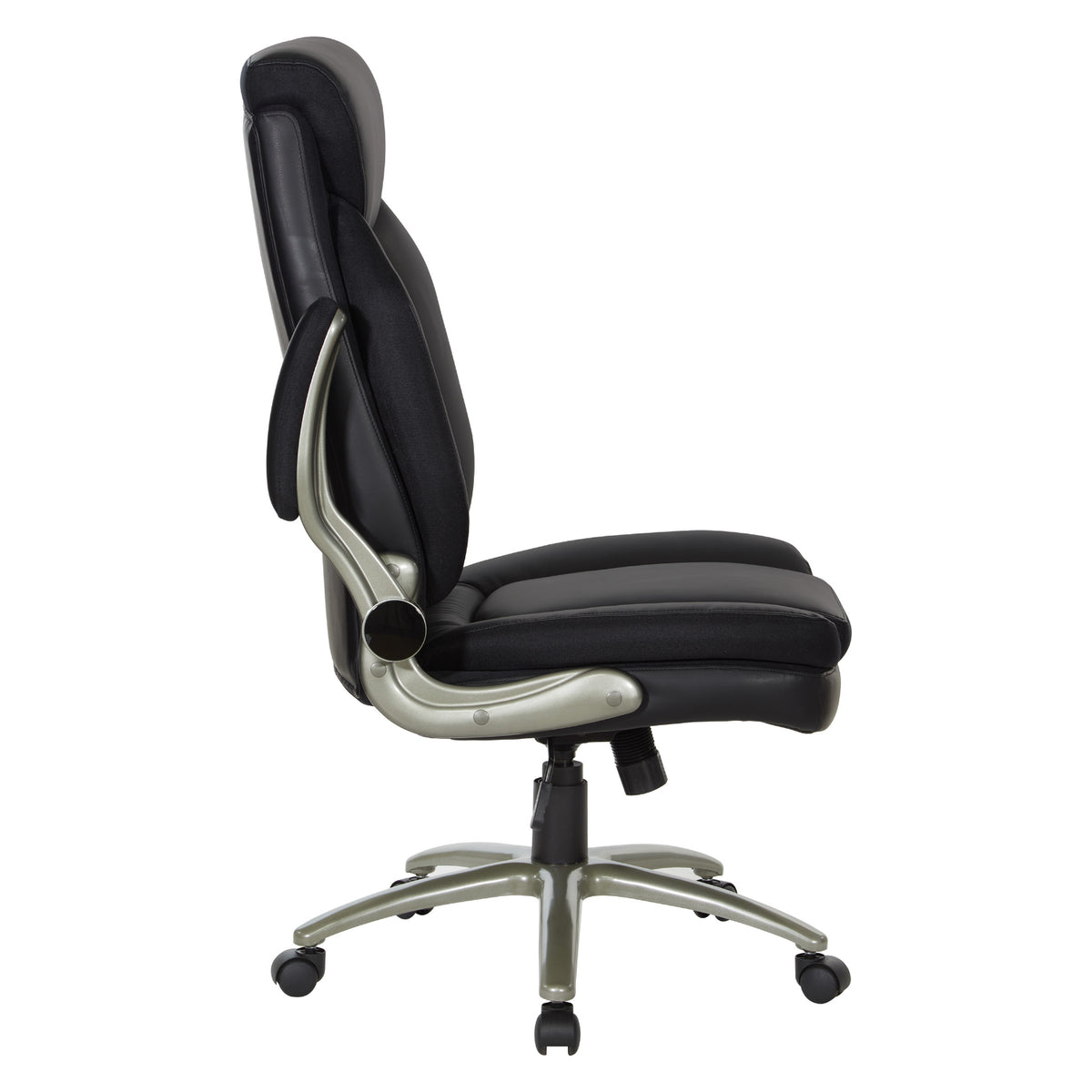 Big & Tall Executive Leather Chair with Padded Flip Arms and Titanium Base