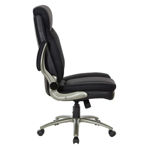 Big & Tall Executive Leather Chair with Padded Flip Arms and Titanium Base