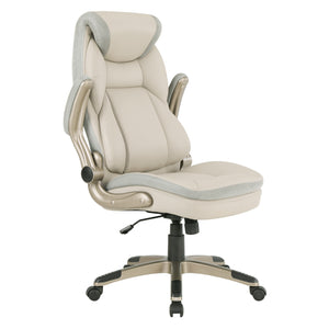 Executive Bonded Leather Manager’s Chair with Flip Up Arms and Nylon Base