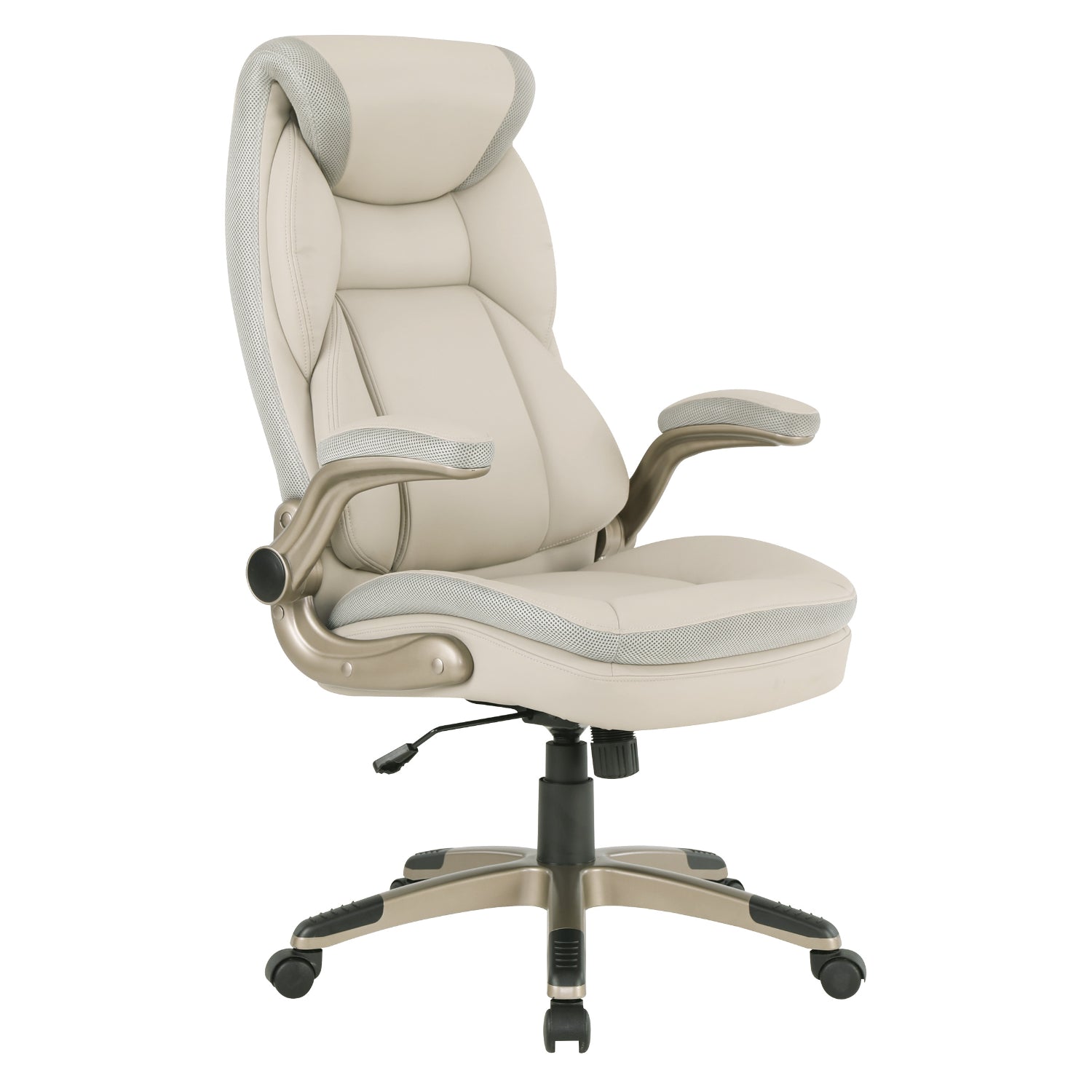 Executive Bonded Leather Manager’s Chair with Flip Up Arms and Nylon Base