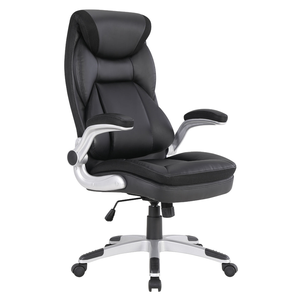Executive Bonded Leather Manager’s Chair with Flip Up Arms and Nylon Base