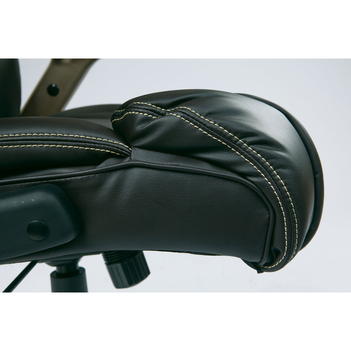 Executive Leather Chair with Adjustable Padded Flip Arms and Coated Nylon Base