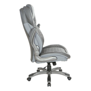 Leather Executive Chair with Padded Flip Arms and Titanium Base