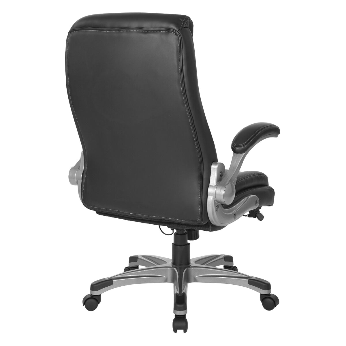 Leather Executive Chair with Padded Flip Arms and Nylon Coated Base