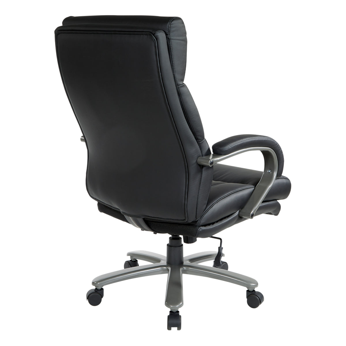 Black Leather Big & Tall Executive Chair with Padded Loop Arms and Titanium Base