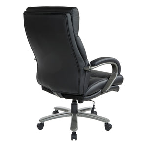 Black Leather Big & Tall Executive Chair with Padded Loop Arms and Titanium Base