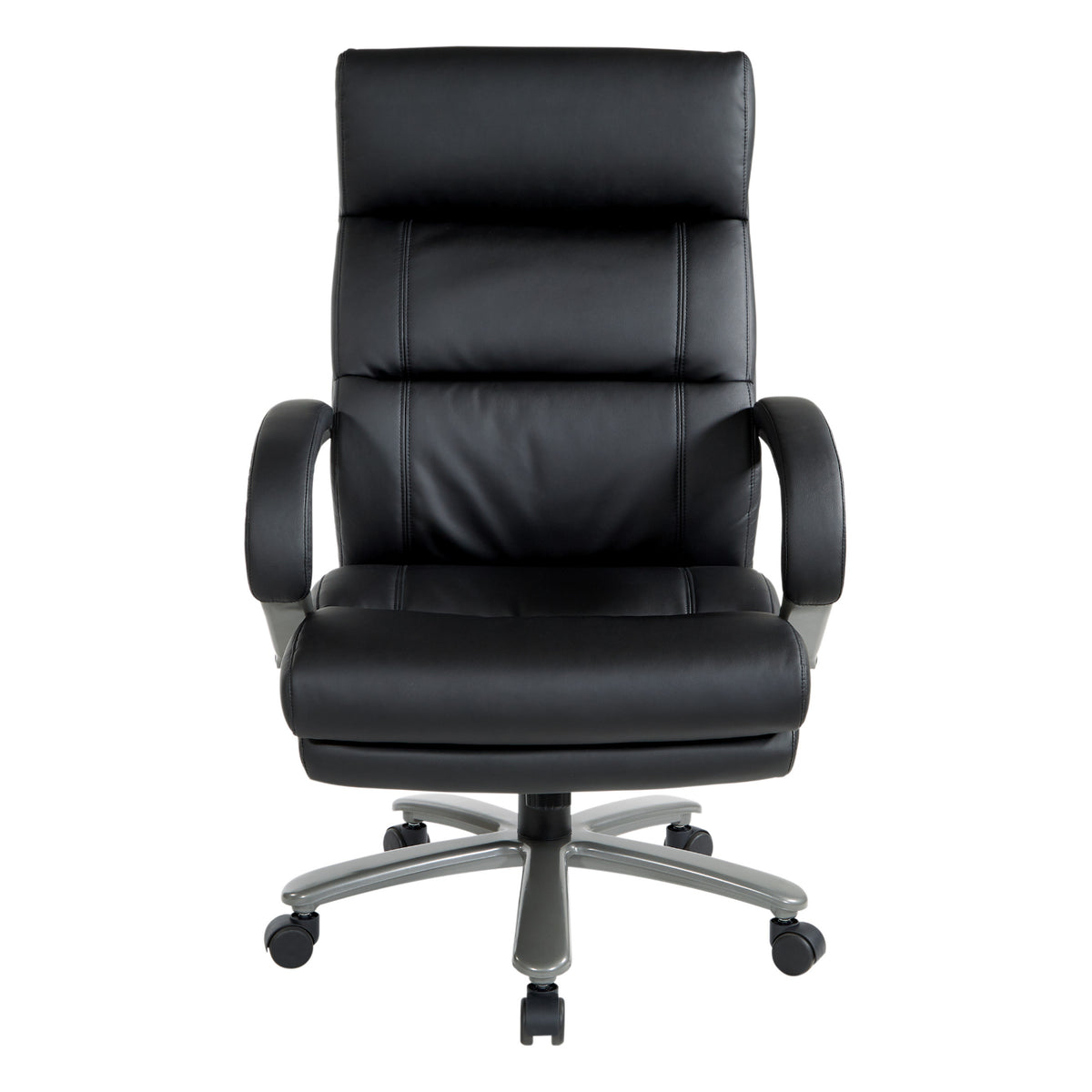 Black Leather Big & Tall Executive Chair with Padded Loop Arms and Titanium Base