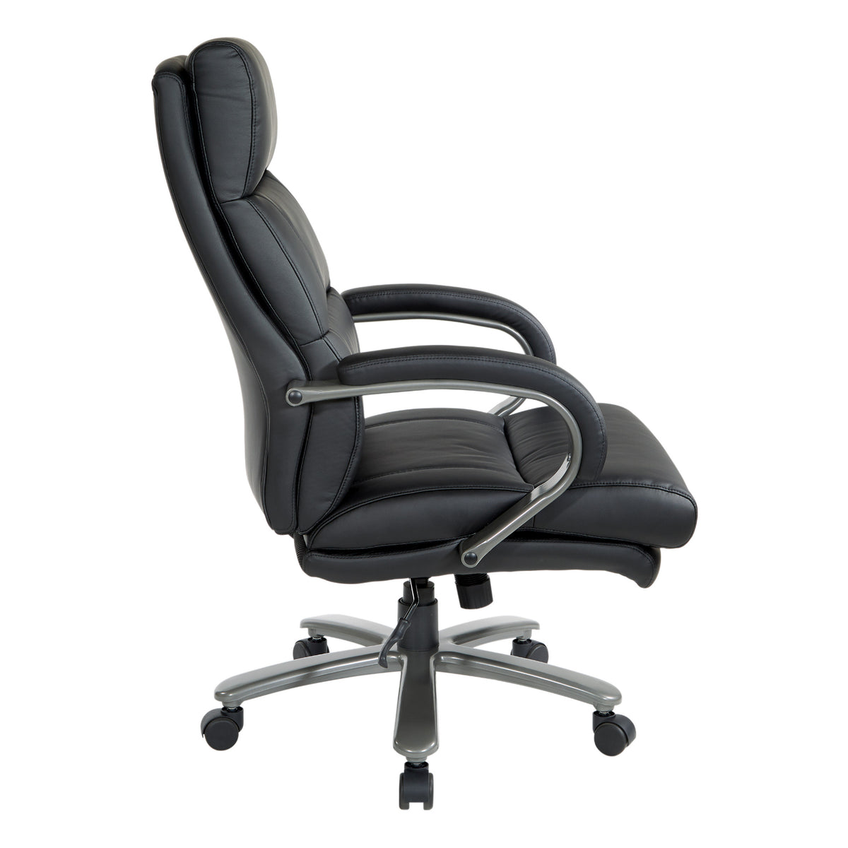 Black Leather Big & Tall Executive Chair with Padded Loop Arms and Titanium Base