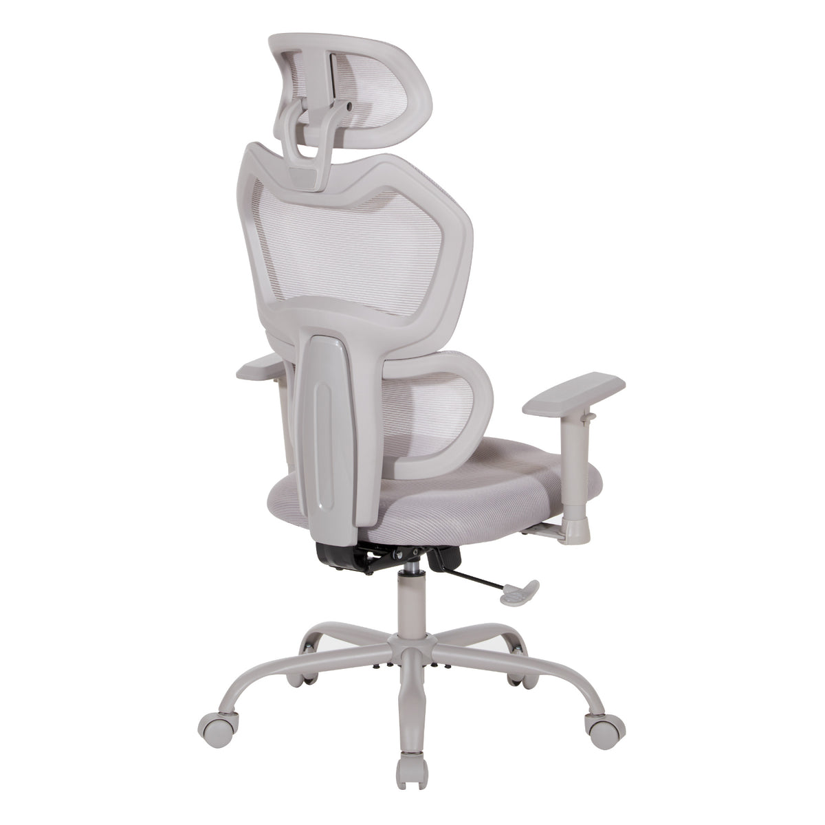 High-Back Manager's Chair with Headrest, Grey Mesh Back with Grey Fabric Seat