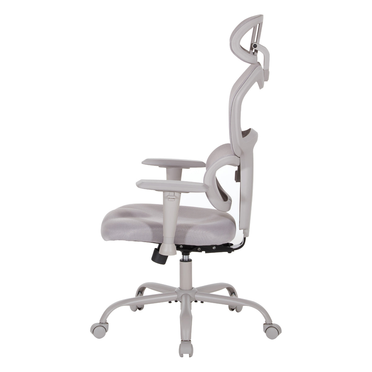 High-Back Manager's Chair with Headrest, Grey Mesh Back with Grey Fabric Seat