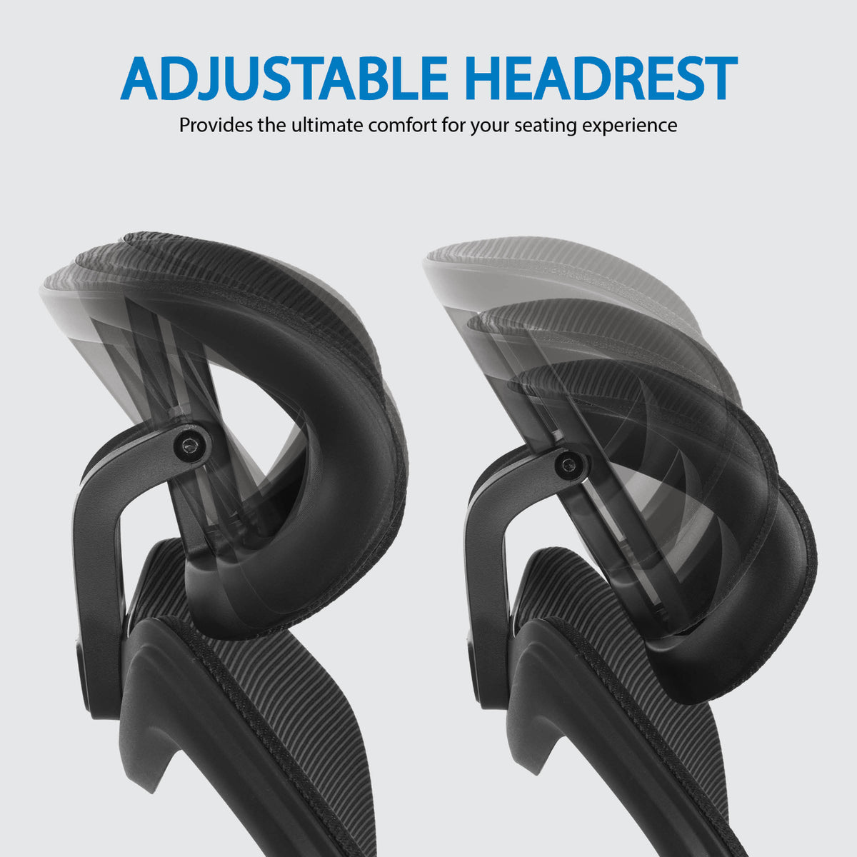 High-Back Manager's Chair with Headrest, Black Mesh Back with Black Fabric Seat