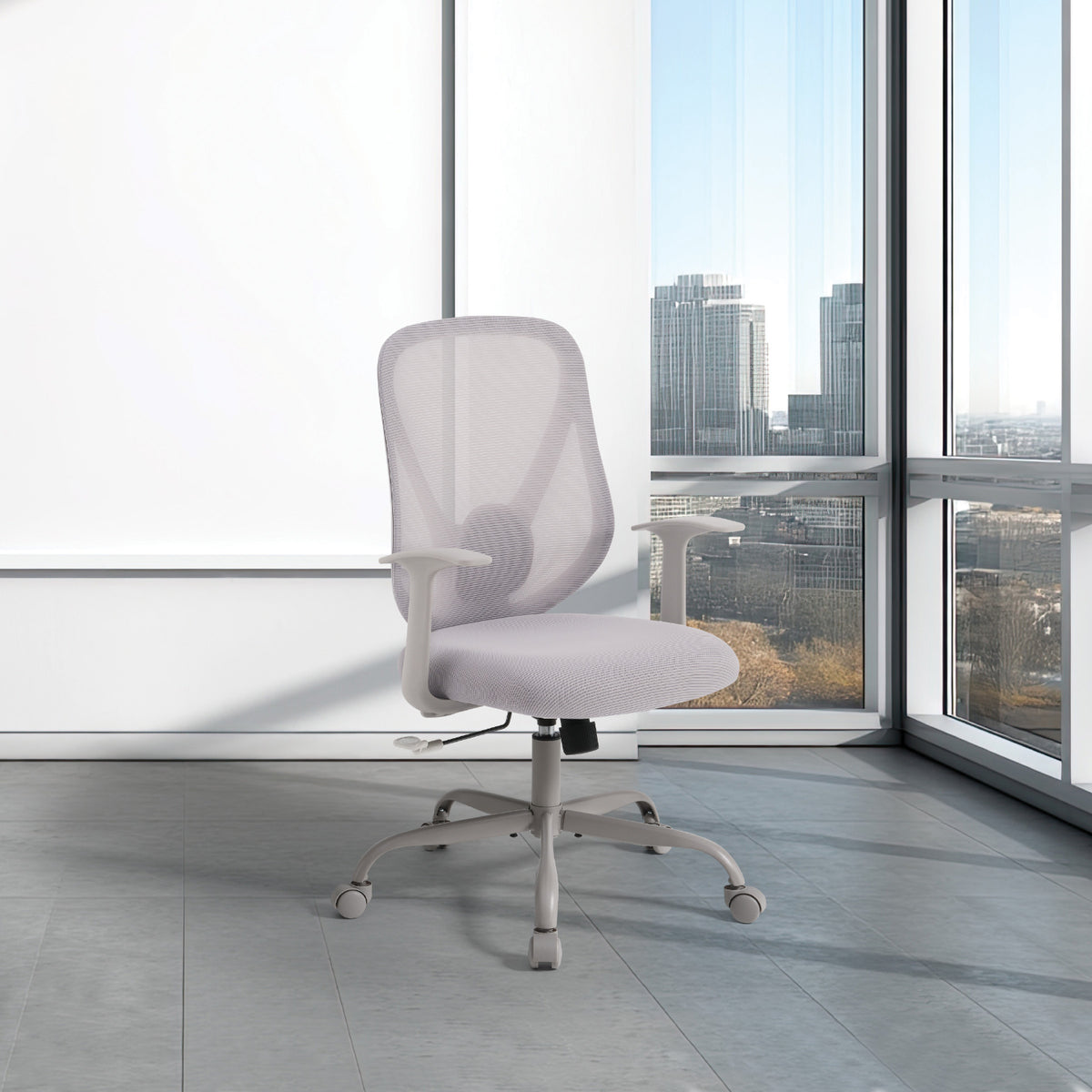 Manager's Chair with Grey Mesh Back and Black Fabric Seat