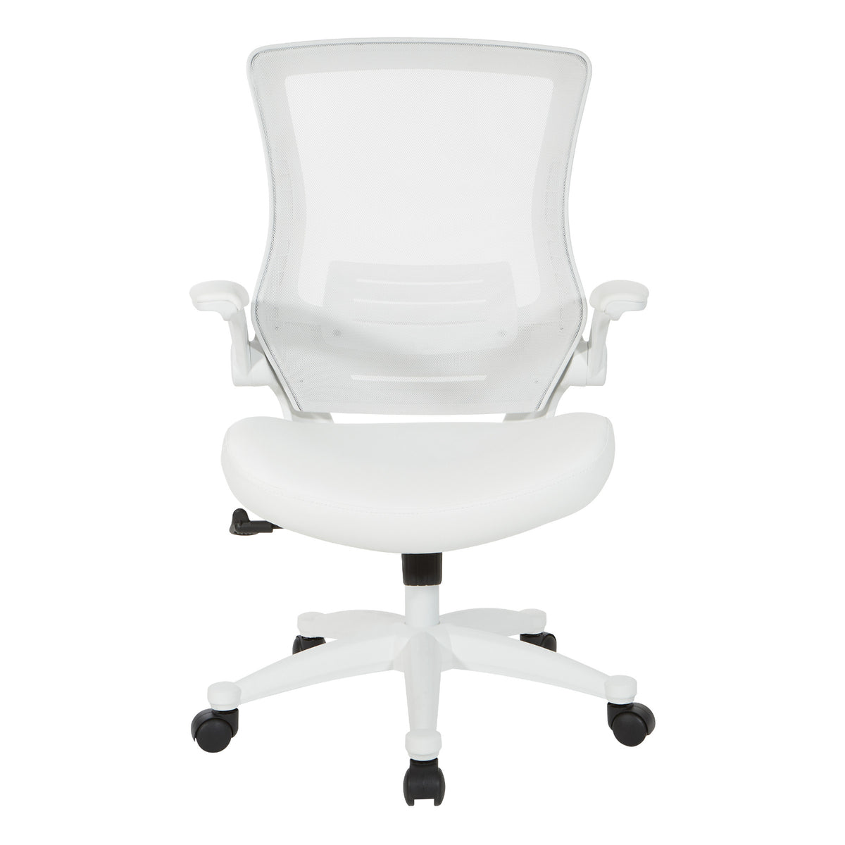 White Screen Back Manager’s Chair with White Faux Leather Seat