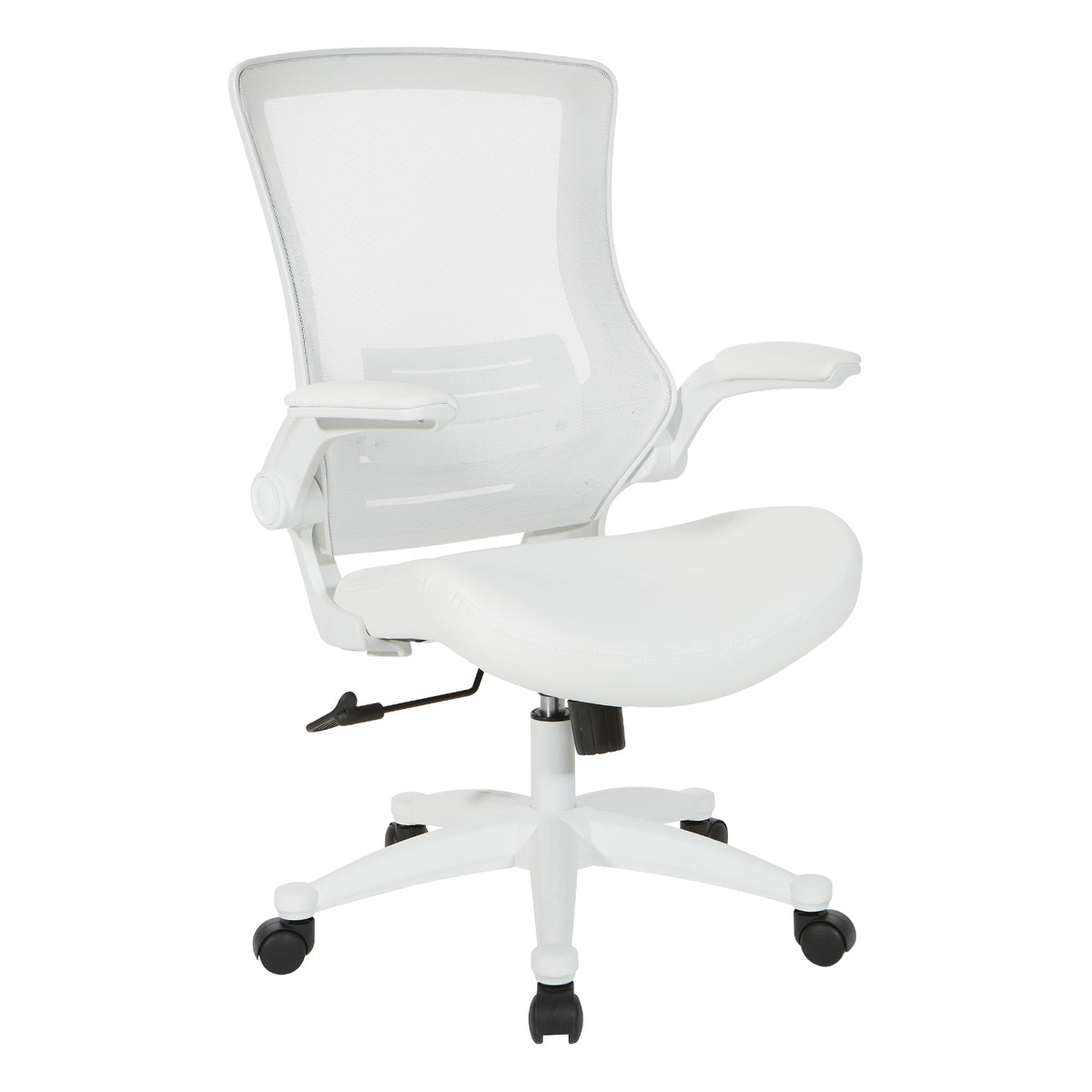 White Screen Back Manager’s Chair with White Faux Leather Seat