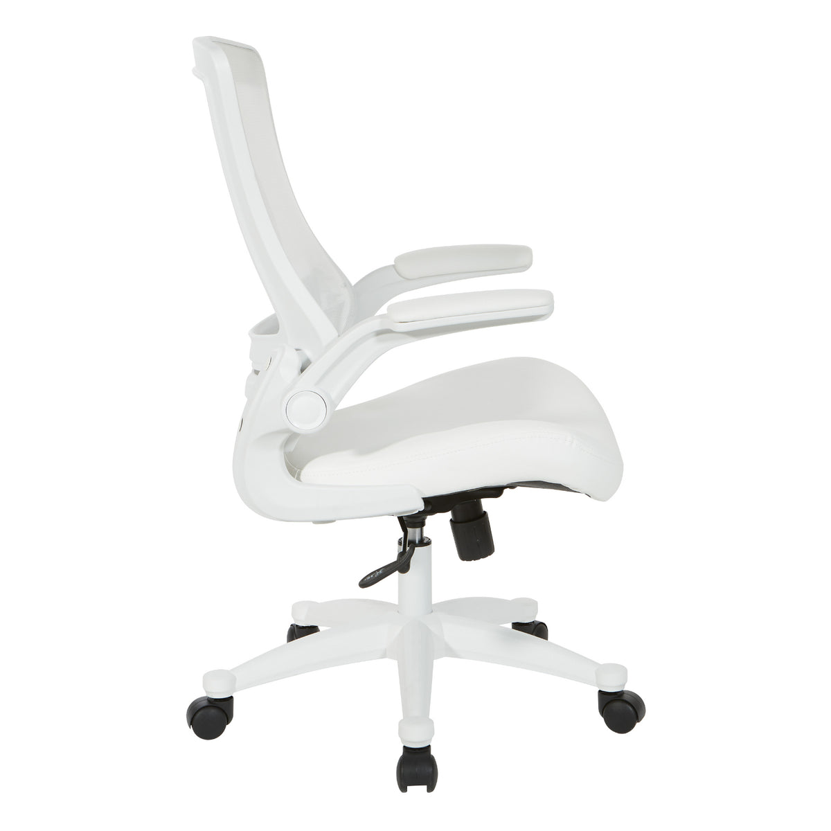 White Screen Back Manager’s Chair with White Faux Leather Seat