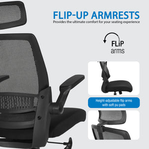 Breathable Mesh Back Manager's Chair with Molded Foam Black Fabric Seat and Adjustable headrest