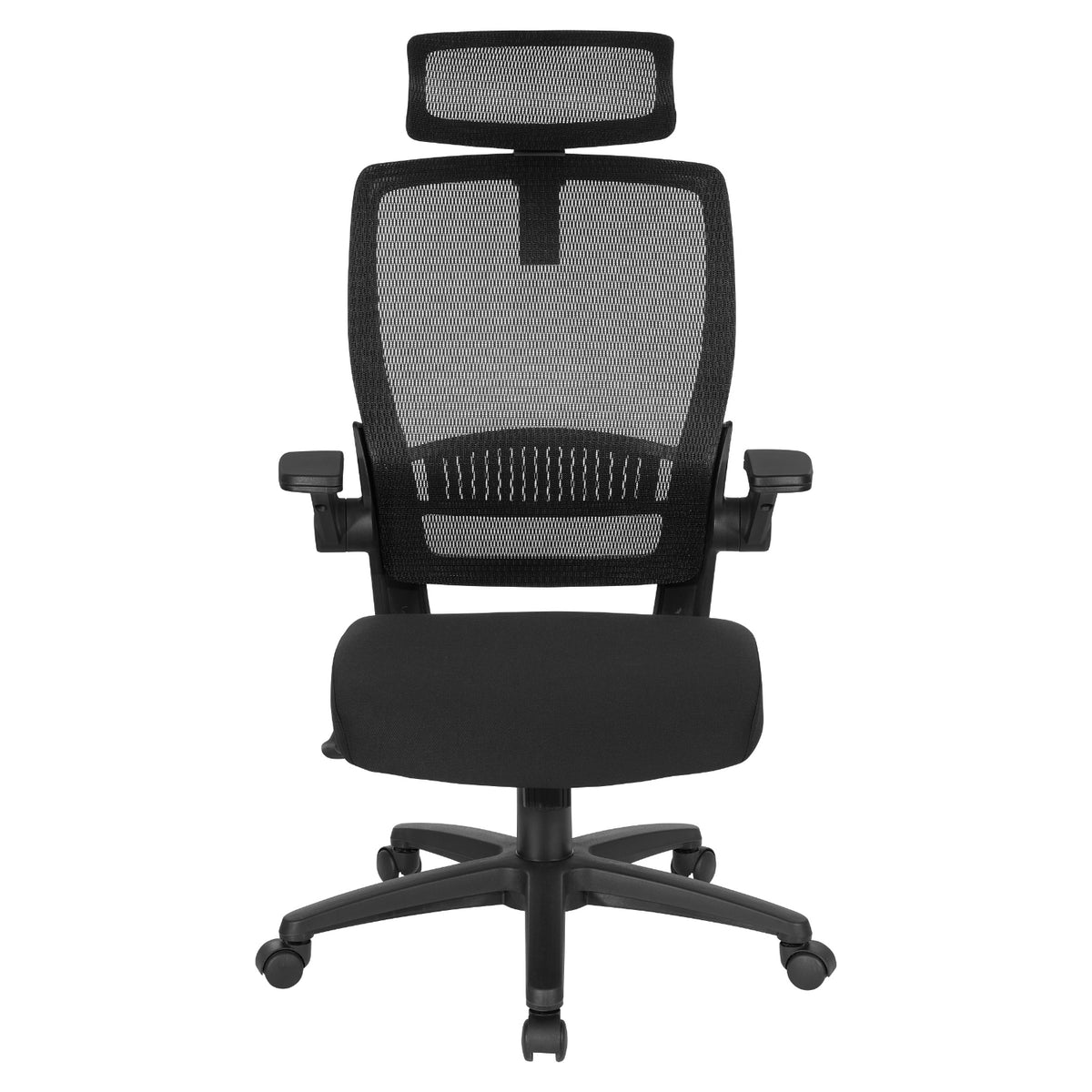 Breathable Mesh Back Manager's Chair with Molded Foam Black Fabric Seat and Adjustable headrest