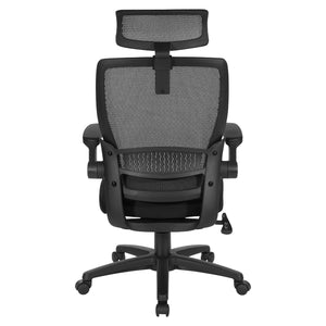 Breathable Mesh Back Manager's Chair with Molded Foam Black Fabric Seat and Adjustable headrest