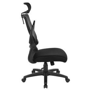 Breathable Mesh Back Manager's Chair with Molded Foam Black Fabric Seat and Adjustable headrest