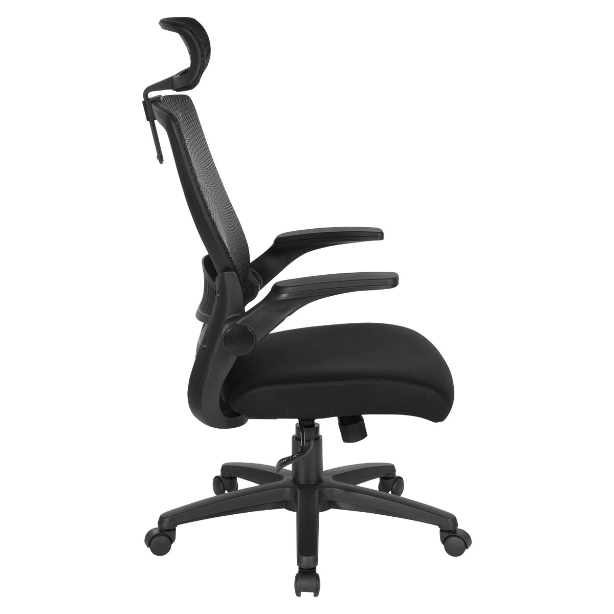 Breathable Mesh Back Manager's Chair with Molded Foam Black Fabric Seat and Adjustable headrest