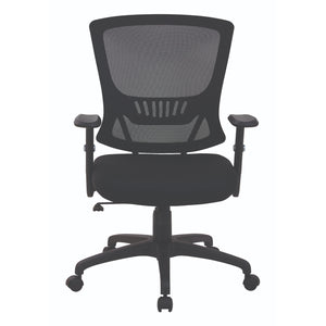 Mesh Screen Back Chair with Height Adjustable Padded Arms, Mesh Fabric Seat, Locking Tilt Control, Black Nylon Base