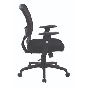Mesh Screen Back Chair with Height Adjustable Padded Arms, Mesh Fabric Seat, Locking Tilt Control, Black Nylon Base