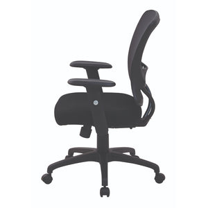 Mesh Screen Back Chair with Height Adjustable Padded Arms, Mesh Fabric Seat, Locking Tilt Control, Black Nylon Base