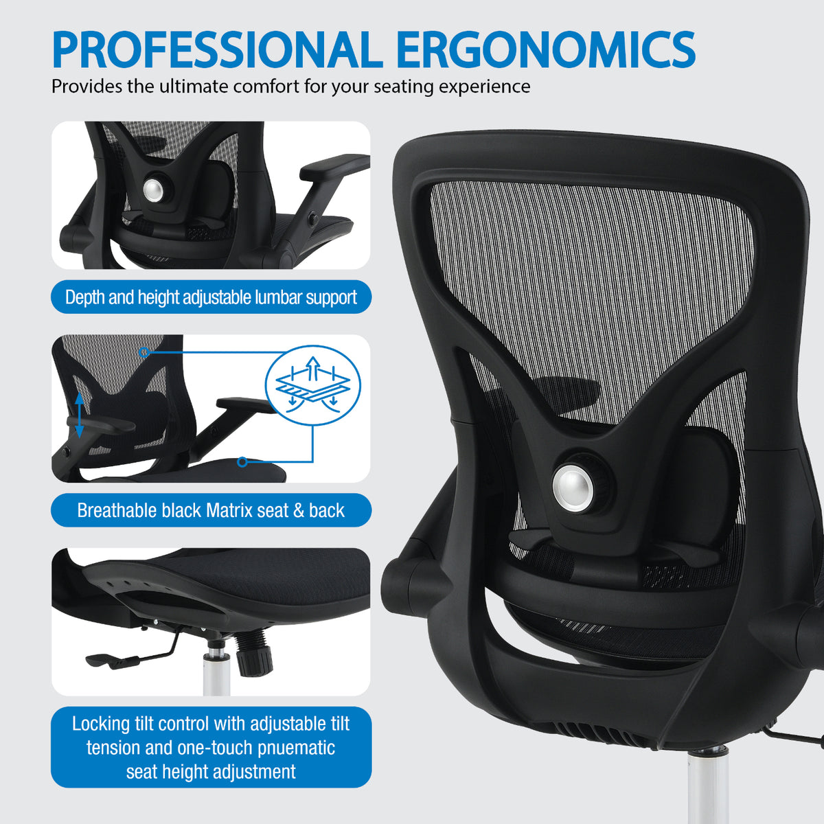 Black Matrix Seat and Back Manager's Chair with Adjustable 4D Flip Arms