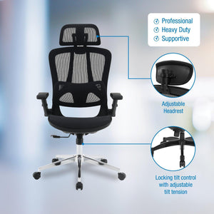 Black Matrix Seat and Back Manager's Chair with Adjustable Headrest and Adjustable 4D Flip Arms