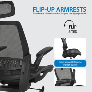 Breathable Mesh Seat and Back Manager's Chair with Adjustable Headrest