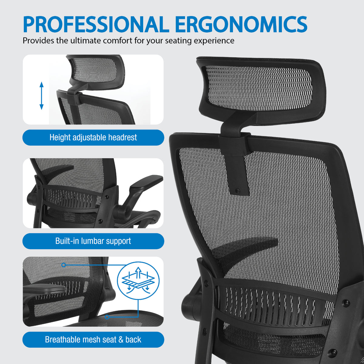 Breathable Mesh Seat and Back Manager's Chair with Adjustable Headrest