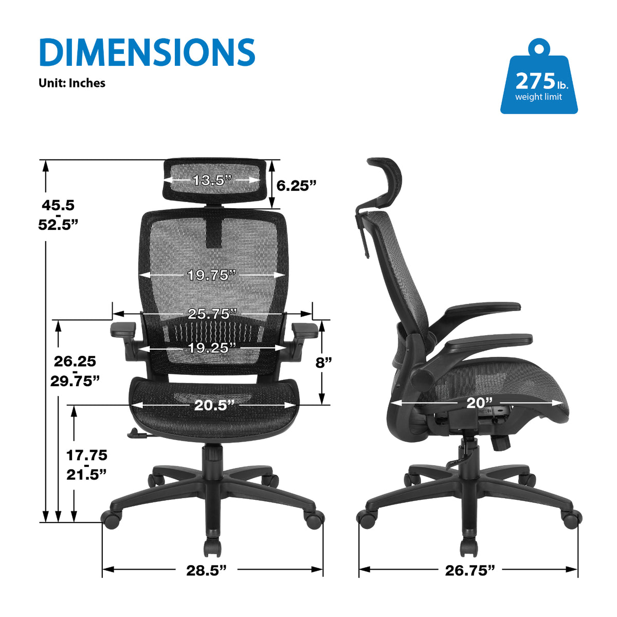 Breathable Mesh Seat and Back Manager's Chair with Adjustable Headrest