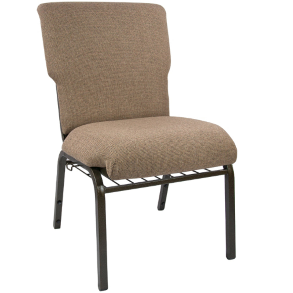 Nextgen 21" W Stacking Church Chair with 3-1/2"-Thick Waterfall Seat, Book Rack and Ganging Brackets, 1000 lb Weight Capacity