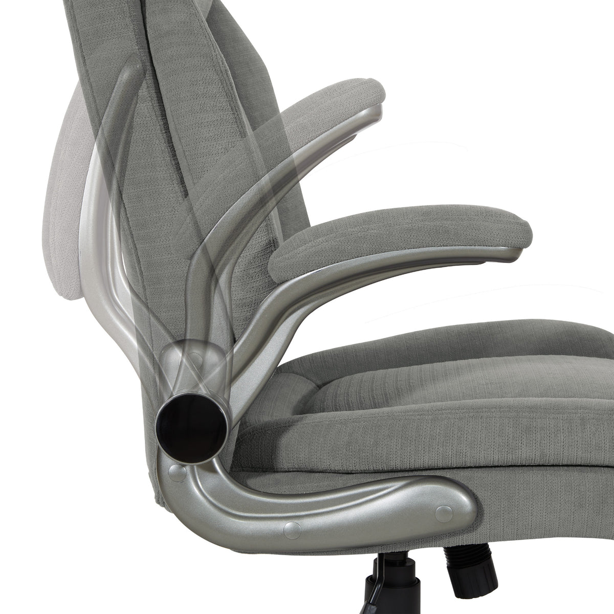 Big & Tall Executive Charcoal Fabric Chair with Padded Flip Arms and Titanium Base, Charcoal Fabric
