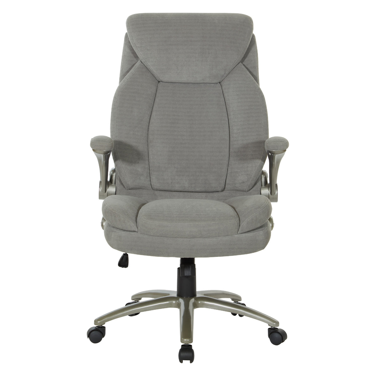 Big & Tall Executive Charcoal Fabric Chair with Padded Flip Arms and Titanium Base, Charcoal Fabric