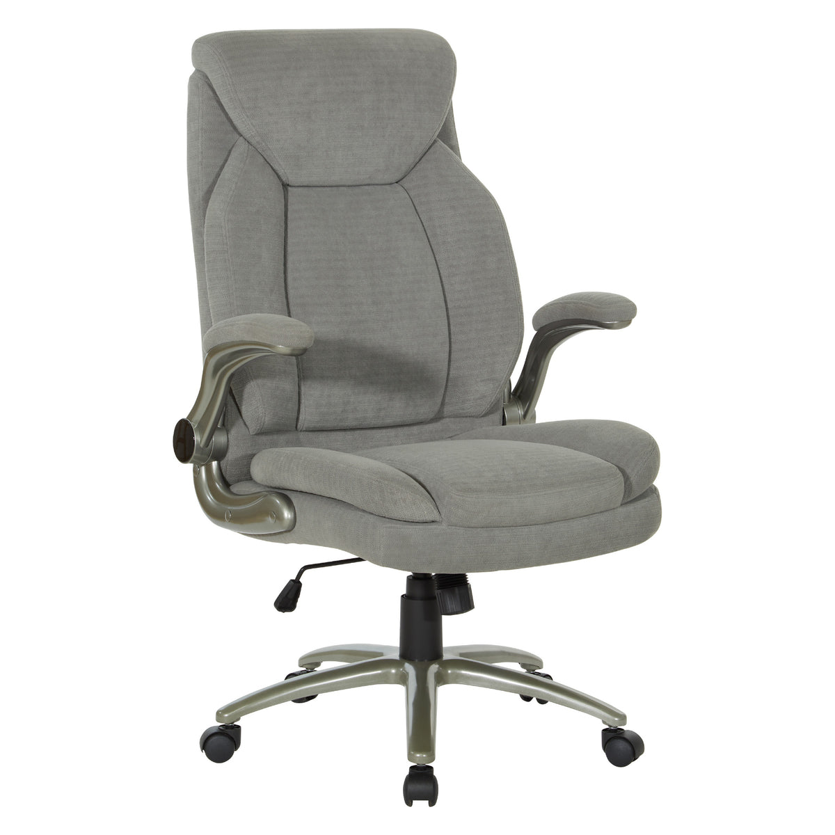 Big & Tall Executive Charcoal Fabric Chair with Padded Flip Arms and Titanium Base, Charcoal Fabric
