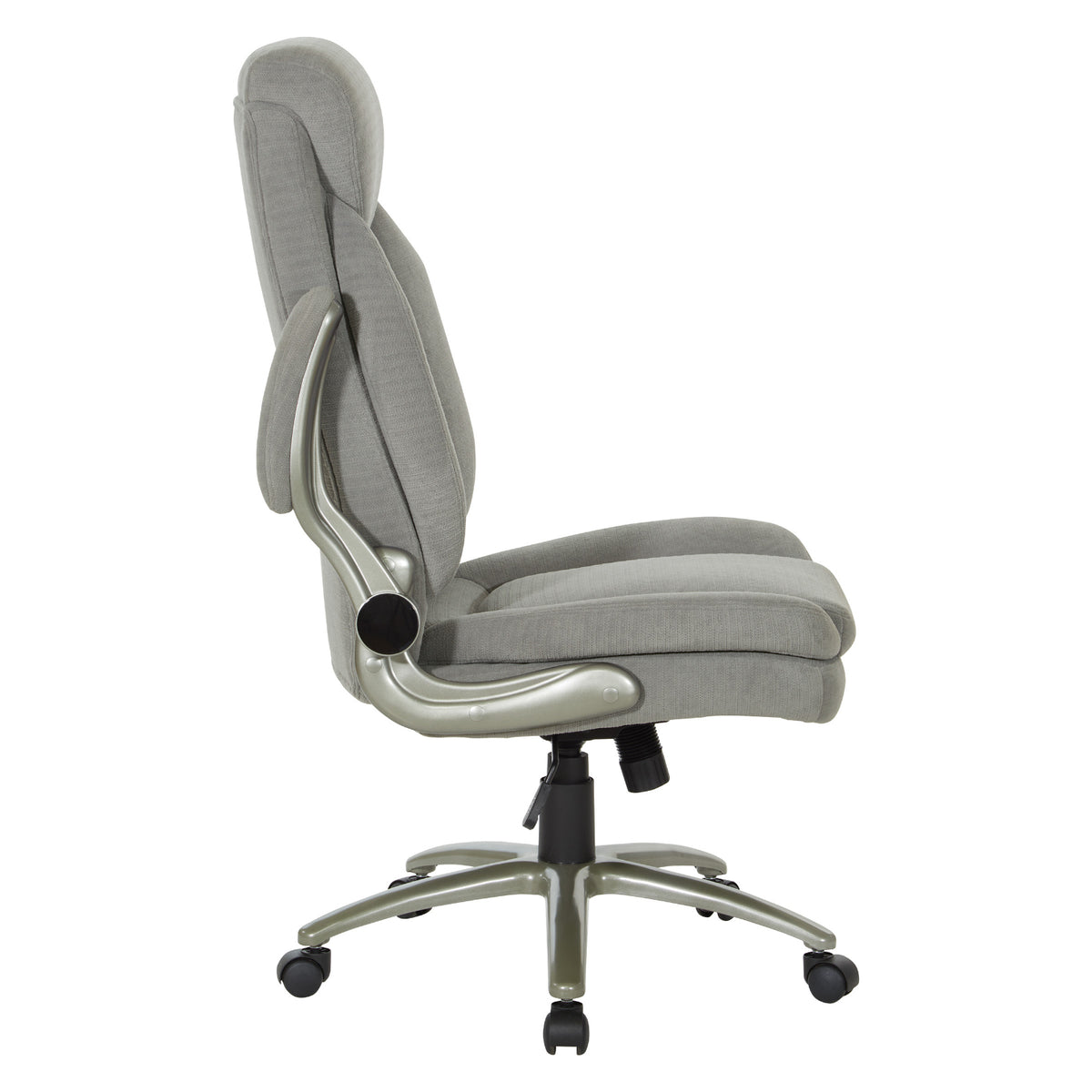 Big & Tall Executive Charcoal Fabric Chair with Padded Flip Arms and Titanium Base, Charcoal Fabric