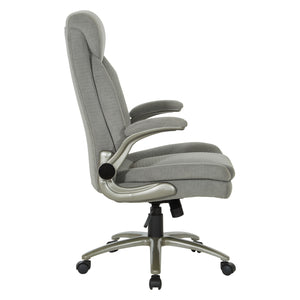 Big & Tall Executive Charcoal Fabric Chair with Padded Flip Arms and Titanium Base, Charcoal Fabric
