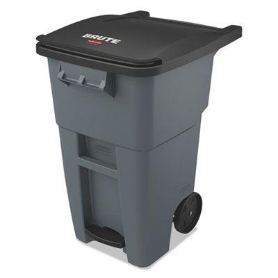 Rubbermaid Brute Step-On Rollout Waste Container, 50 Gallon, Metal/Plastic, Gray