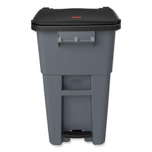 Rubbermaid Brute Step-On Rollout Waste Container, 50 Gallon, Metal/Plastic, Gray