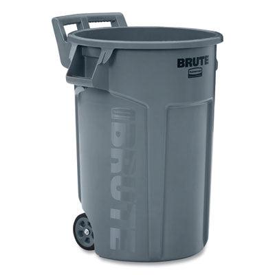 Rubbermaid Brute Vented Wheeled Waste Container, 44 Gallon, Gray