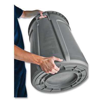 Rubbermaid Vented Round Brute Waste Container, 55 Gallon, Gray