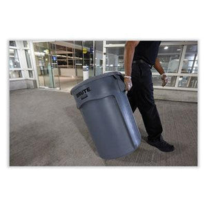 Rubbermaid Vented Round Brute Waste Container, 55 Gallon, Gray
