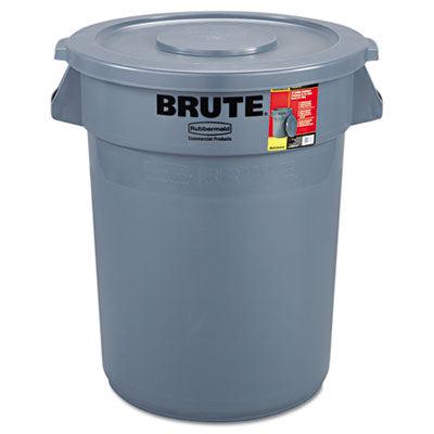 Rubbermaid Vented Round Brute Waste Container with Lid, 32 Gallon, Gray