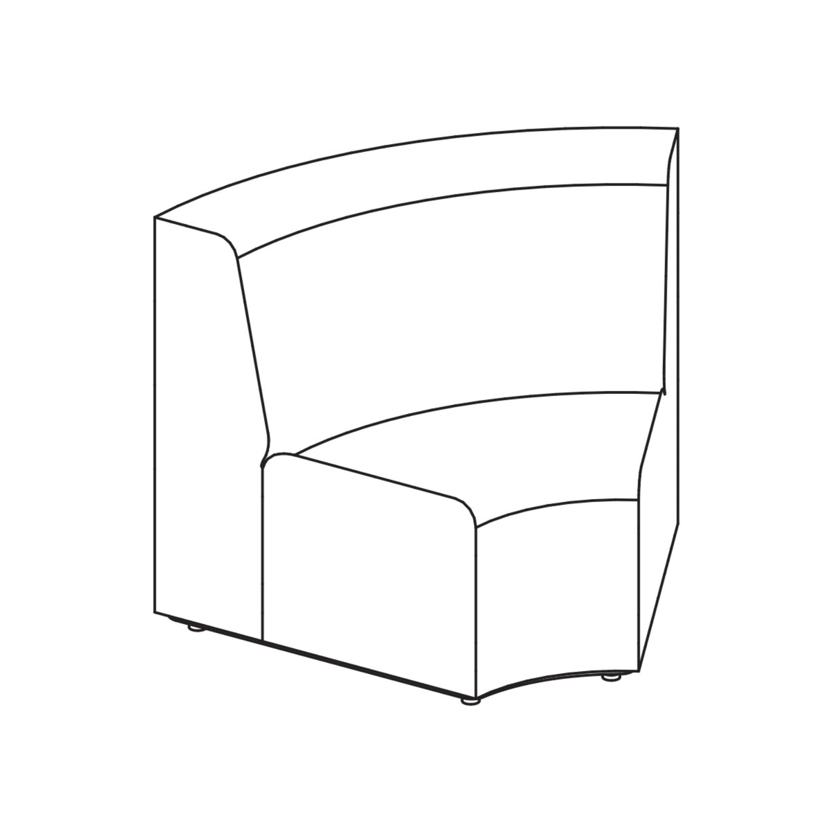 Fomcore Armless Series Curved Loveseat with 100% ALL-FOAM CORE, Antibacterial Vinyl Upholstery, LIFETIME WARRANTY, FREE SHIPPING