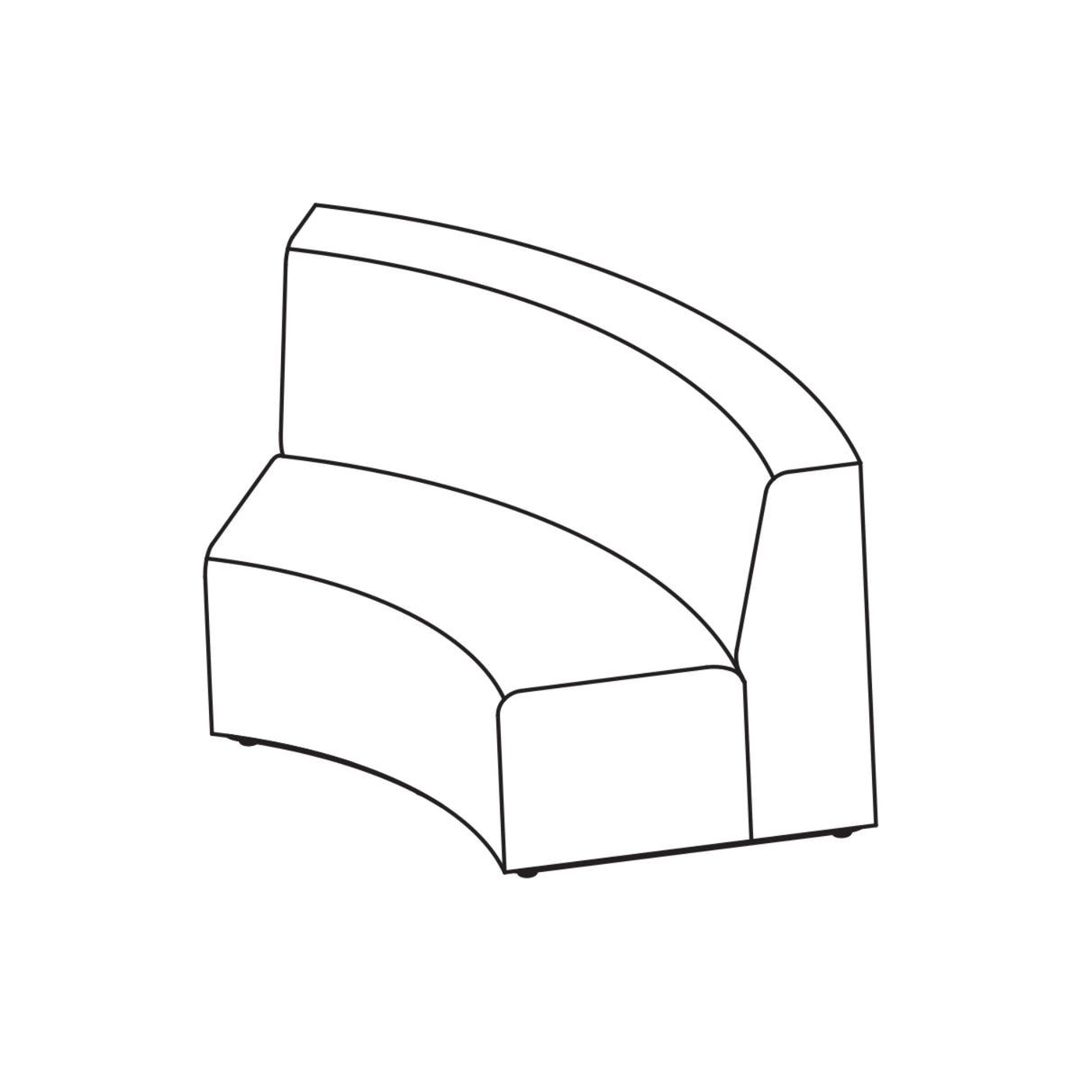 Fomcore Armless Series Sofa Curved In with 100% ALL-FOAM CORE, Antibacterial Vinyl Upholstery, LIFETIME WARRANTY, FREE SHIPPING