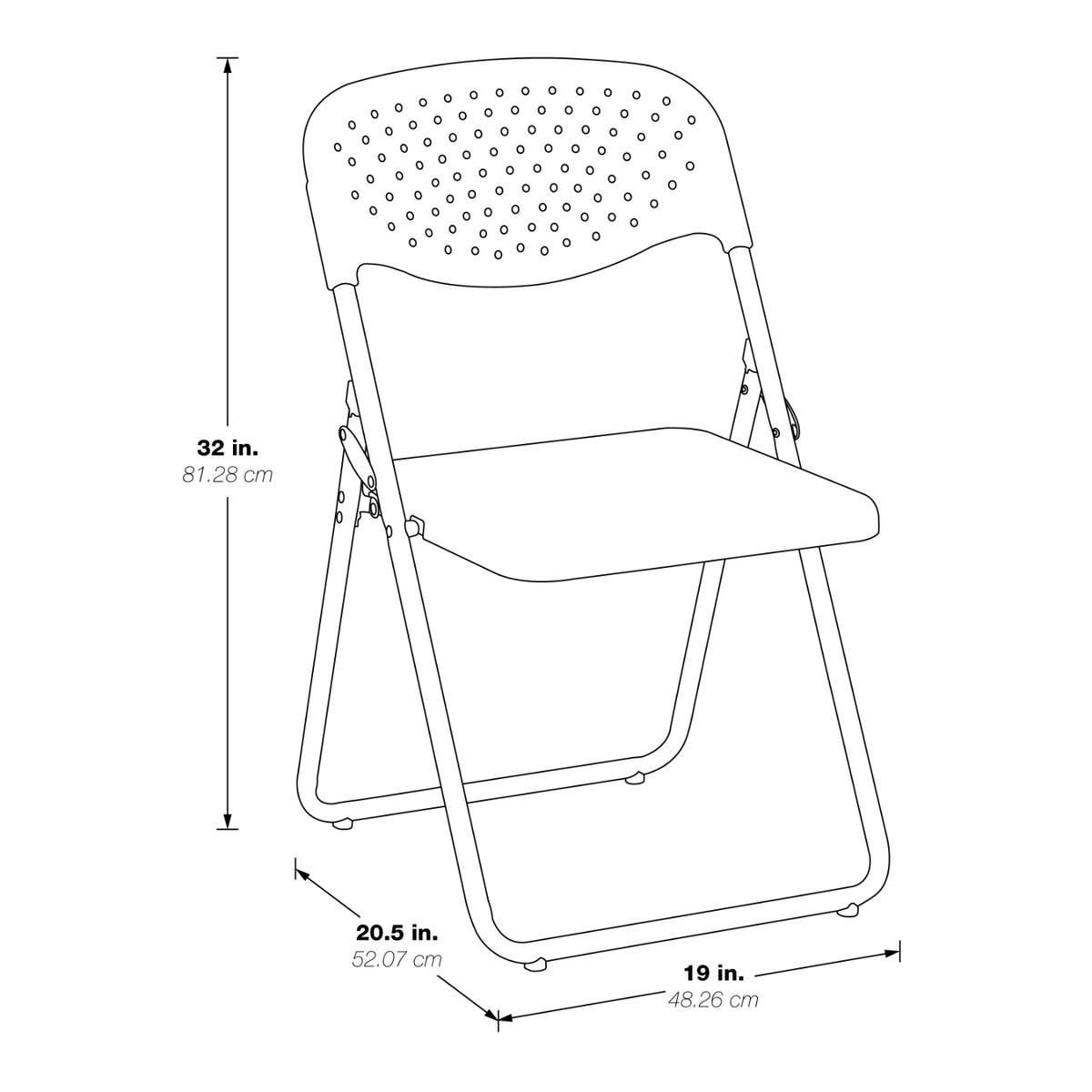 Folding Chair with Plastic Seat and Back, 4-Pack