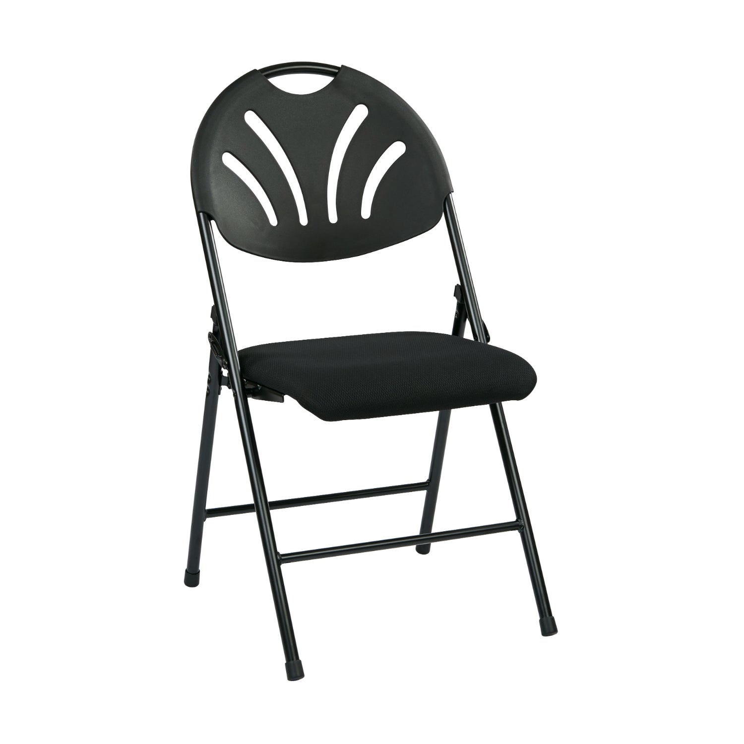 Folding Chair with Plastic Fan Back and Matching Fabric Seat, 4-Pack
