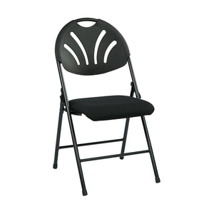 Folding Chair with Plastic Fan Back and Matching Fabric Seat, 4-Pack